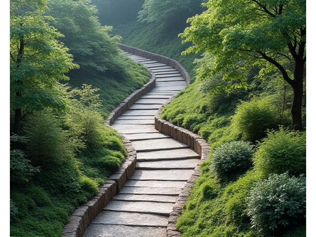 日本の段々畑と石積みの擁壁