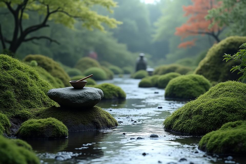 静かな伝統的な茶庭
