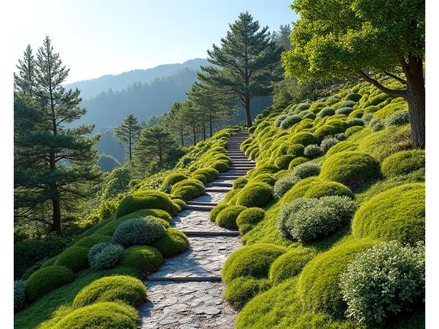 美しい岩と水景のある安定した山岳庭園のアフター写真