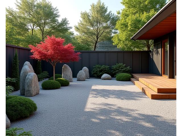 禅の要素を持つ現代的な日本庭園のアフター写真