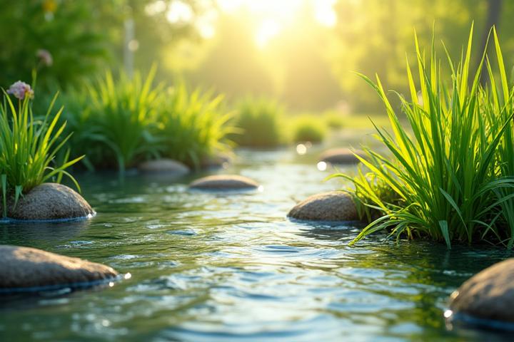 水生植物が水を浄化する自然なろ過システム