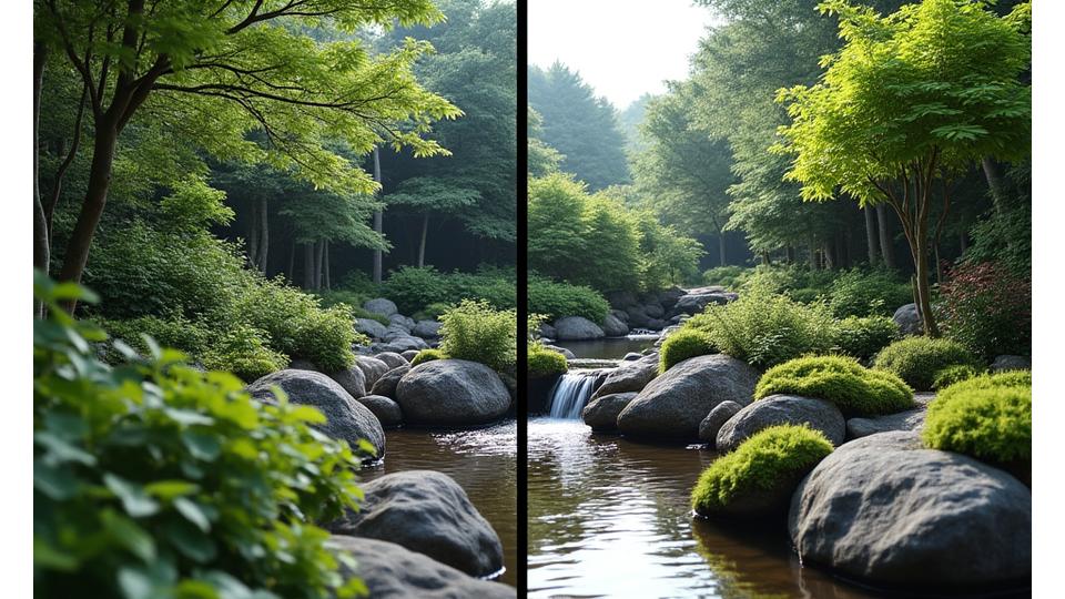 荒れた裏庭が美しい山岳スタイルの日本庭園へと変貌したビフォーアフター写真